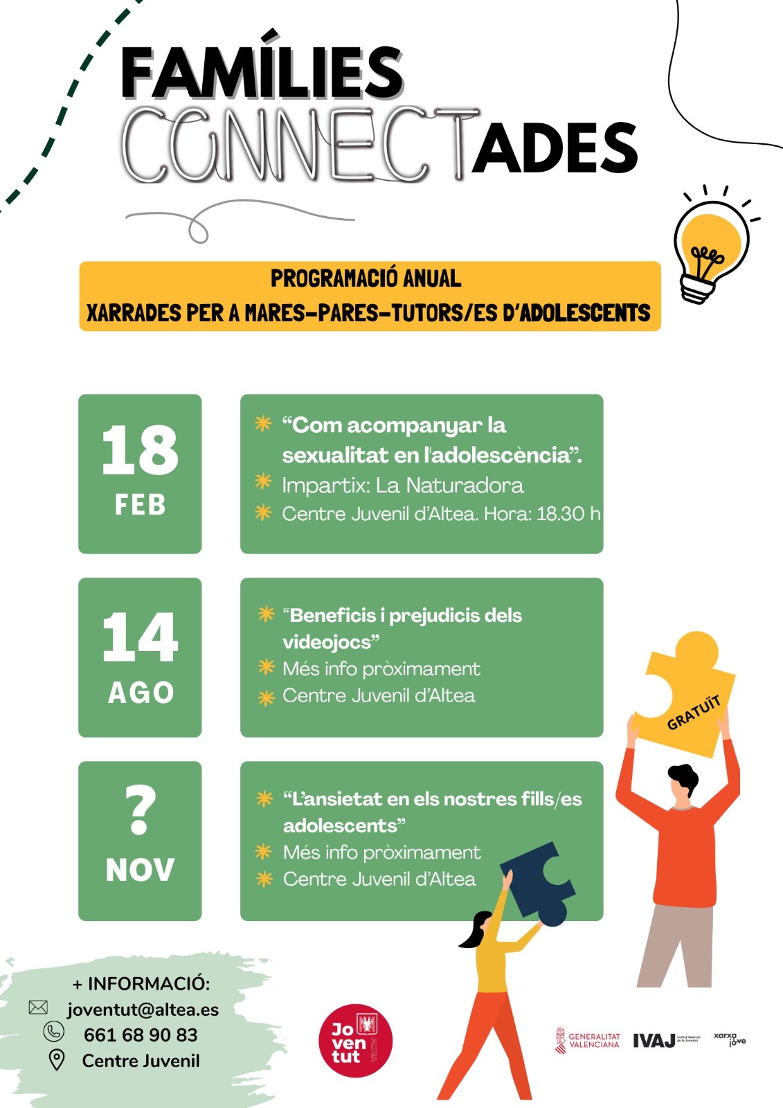 Joventut posa en marxa un cicle de xerrades per a famílies amb adolescents