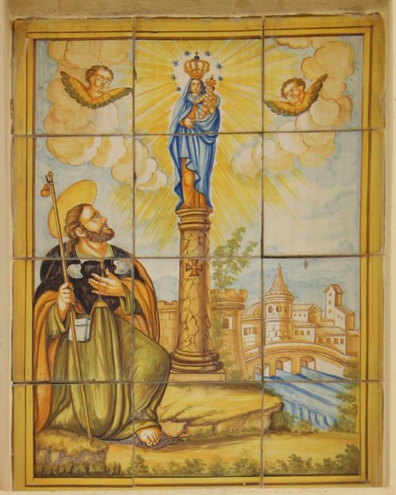 Panel cerámico virgen del Pilar con San Jaime Quart de Poblet 